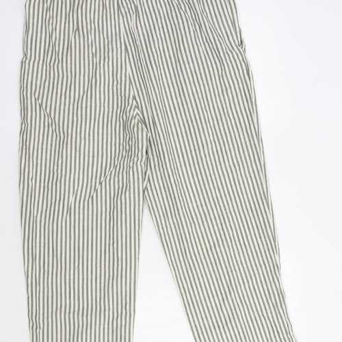 Uniqlo Mens Grey Striped Cotton  Pyjama Pants Size M  Drawstring