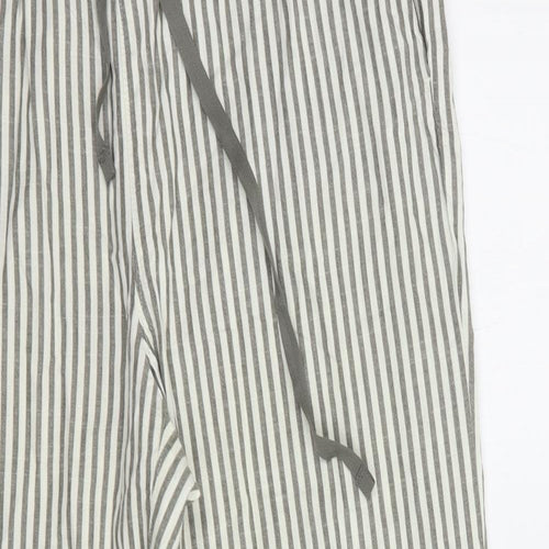 Uniqlo Mens Grey Striped Cotton  Pyjama Pants Size M  Drawstring