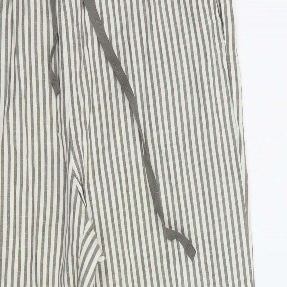 Uniqlo Mens Grey Striped Cotton  Pyjama Pants Size M  Drawstring
