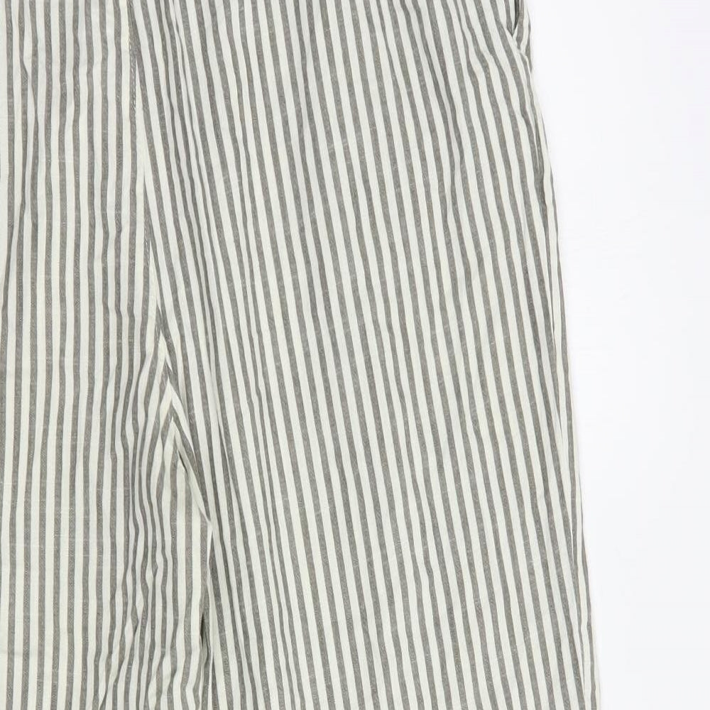 Uniqlo Mens Grey Striped Cotton  Pyjama Pants Size M  Drawstring