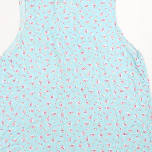 Ellen Tracy Womens Blue Floral Viscose Basic Tank Size L V-Neck