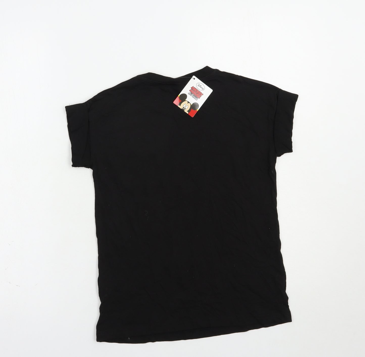 Primark Girls Black  Cotton Pullover T-Shirt Size 9-10 Years Crew Neck Pullover - Mickey Mouse
