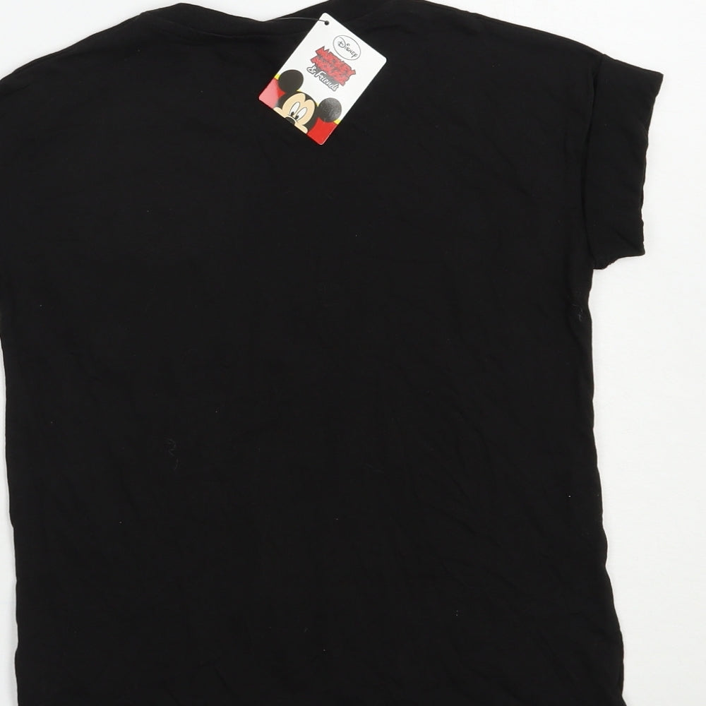 Primark Girls Black  Cotton Pullover T-Shirt Size 9-10 Years Crew Neck Pullover - Mickey Mouse