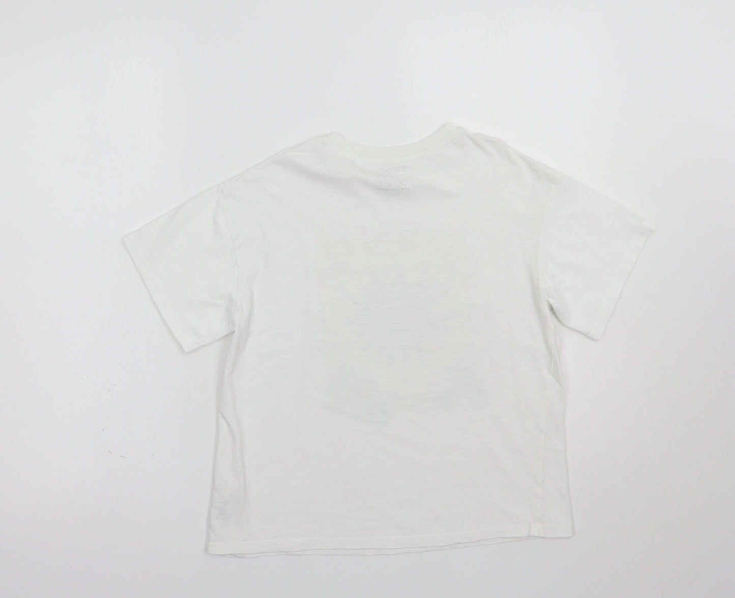 NEXT Girls White  Cotton Basic T-Shirt Size 8 Years Crew Neck Pullover - Sun and Moon