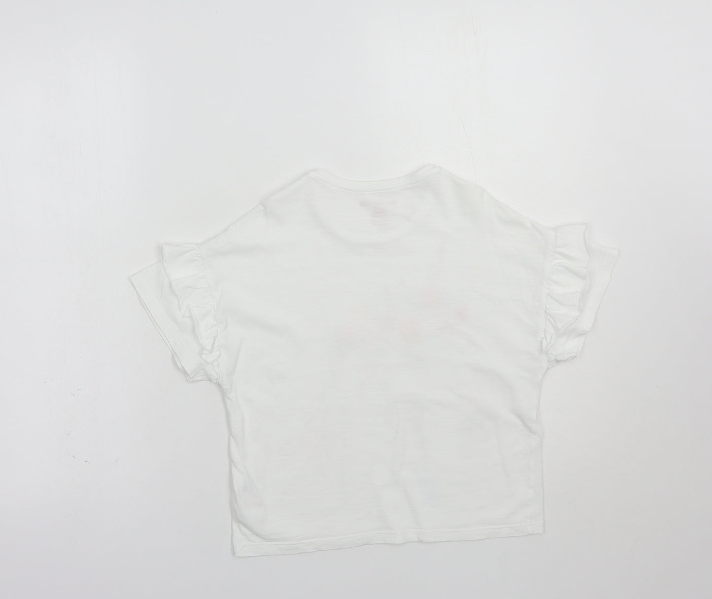 F&F Girls White  Cotton Pullover T-Shirt Size 9-10 Years Crew Neck Pullover - Horse