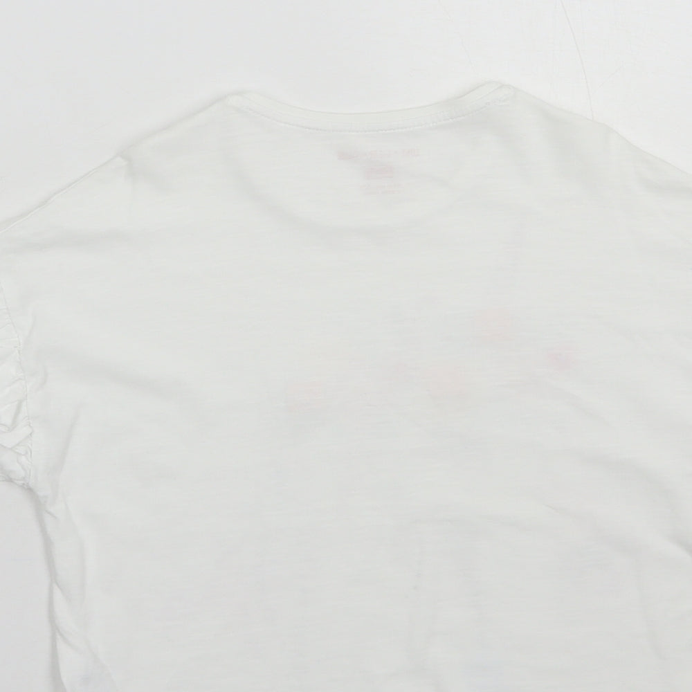 F&F Girls White  Cotton Pullover T-Shirt Size 9-10 Years Crew Neck Pullover - Horse