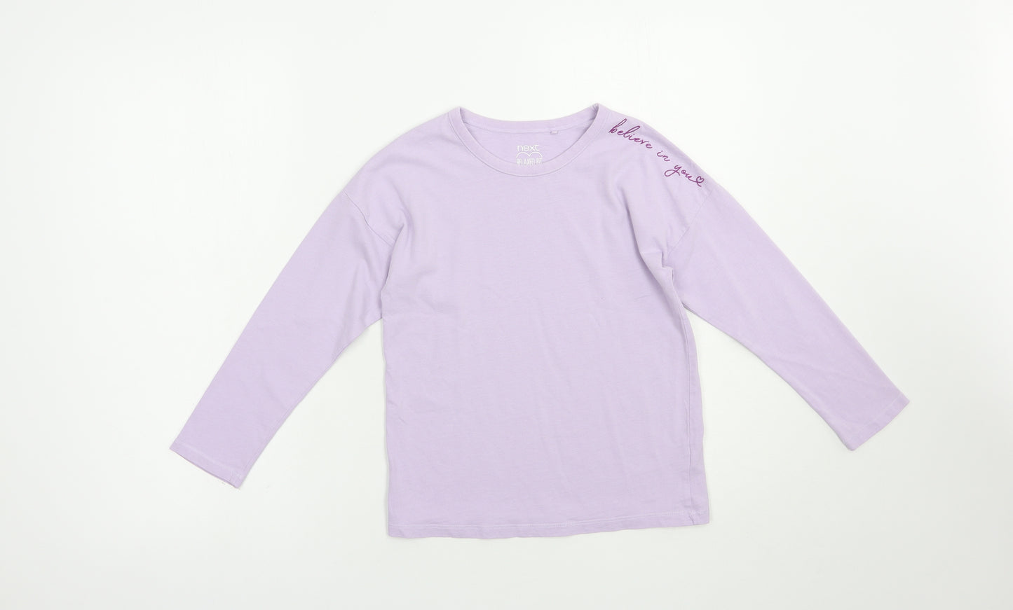 NEXT Girls Purple  Cotton Pullover T-Shirt Size 9 Years Crew Neck Pullover - Believe In You