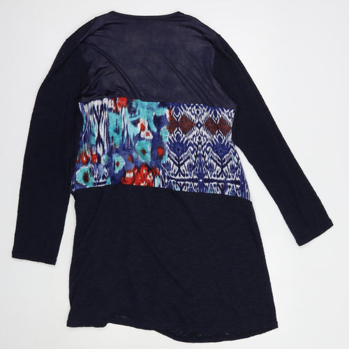 Lippi Womens Blue V-Neck Geometric Polyester Cardigan Jumper Size M