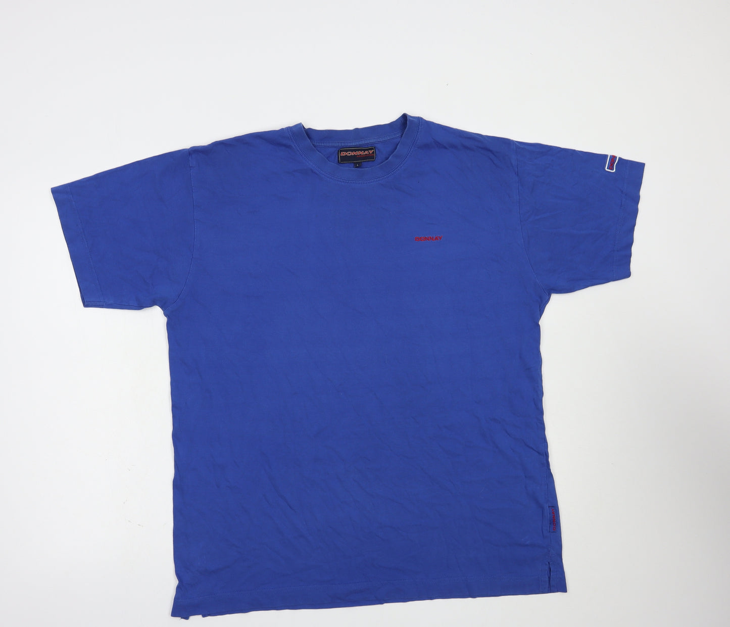 Donnay Mens Blue  Cotton  T-Shirt Size L Crew Neck