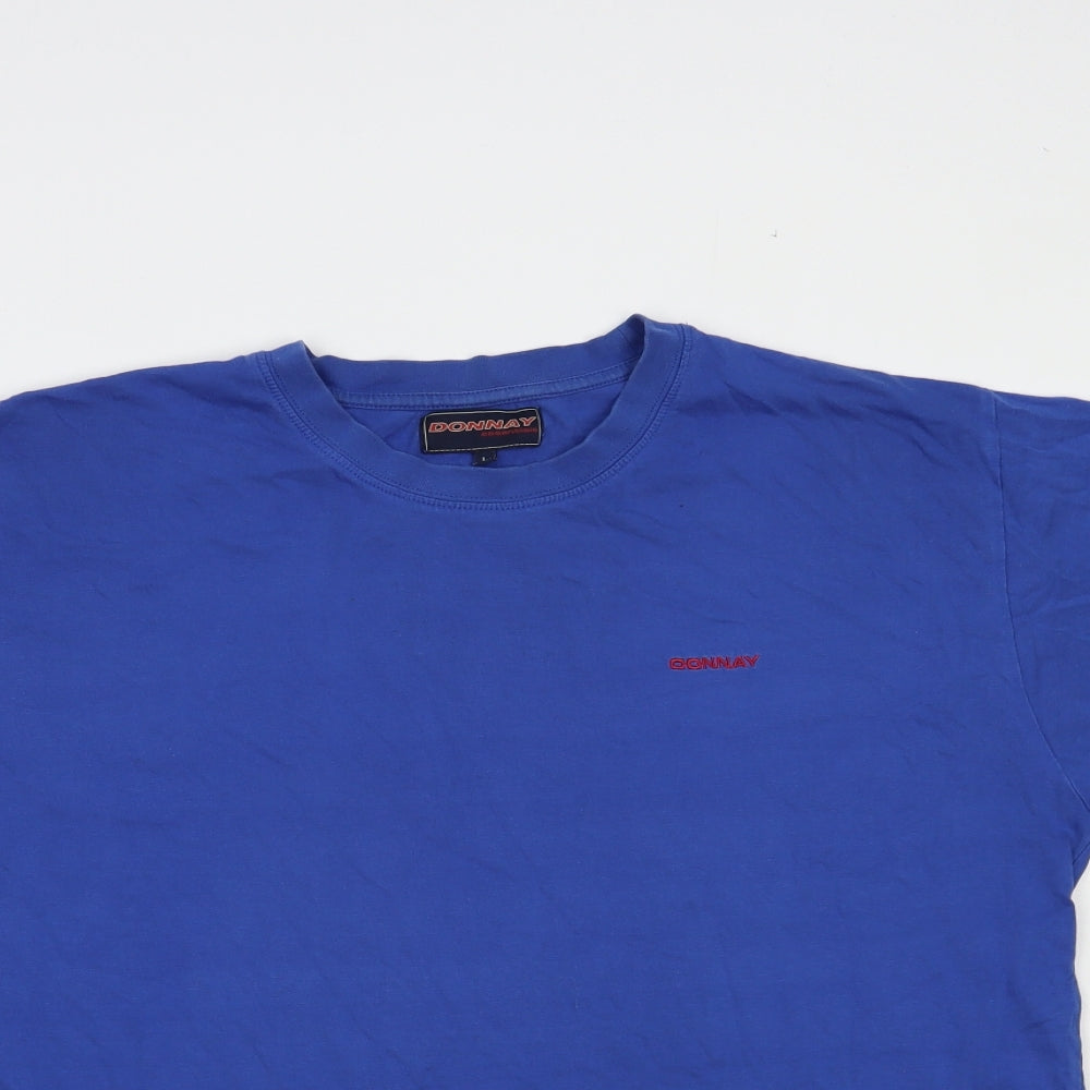 Donnay Mens Blue  Cotton  T-Shirt Size L Crew Neck