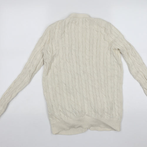 Ralph Lauren Womens Ivory V-Neck  Cotton Cardigan Jumper Size M