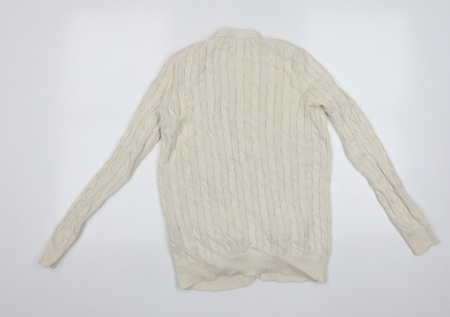 Ralph Lauren Womens Ivory V-Neck  Cotton Cardigan Jumper Size M