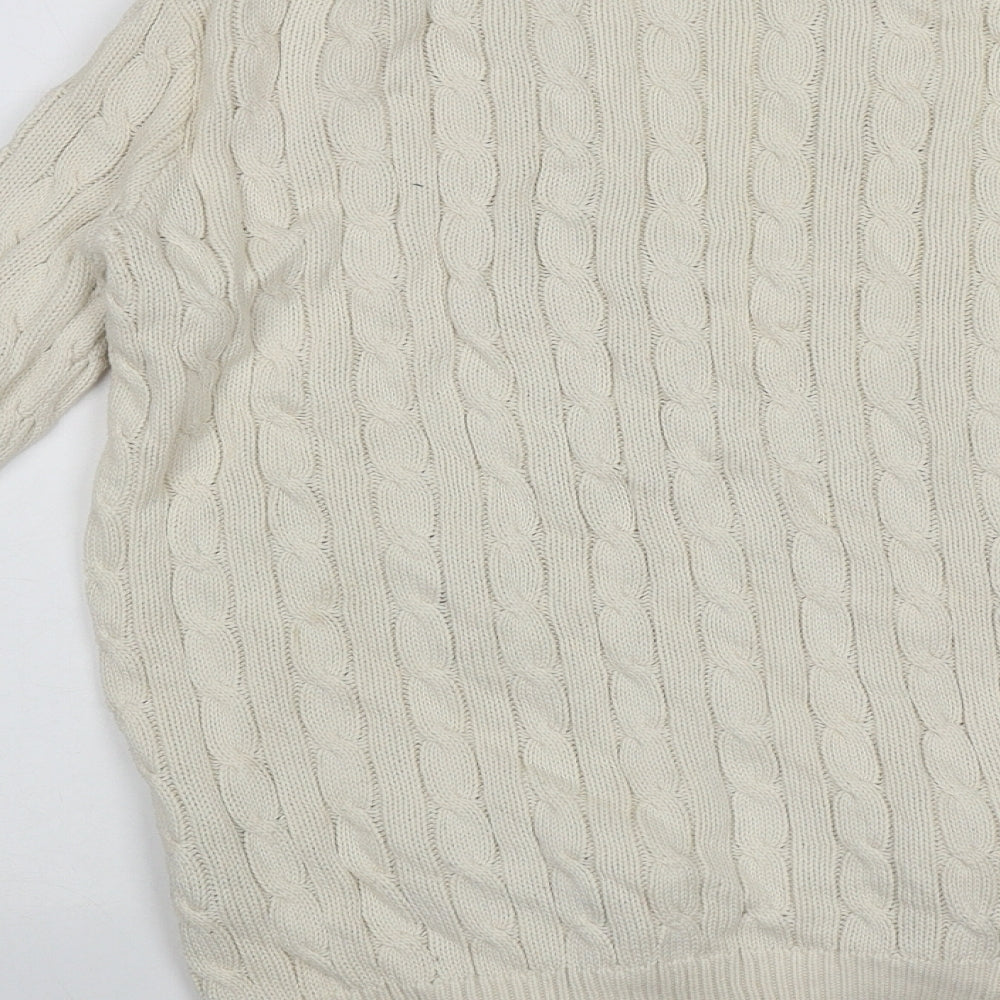 Ralph Lauren Womens Ivory V-Neck  Cotton Cardigan Jumper Size M