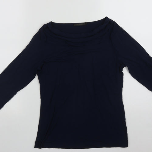 David Lawrence Womens Blue  Polyester Basic Blouse Size S Scoop Neck