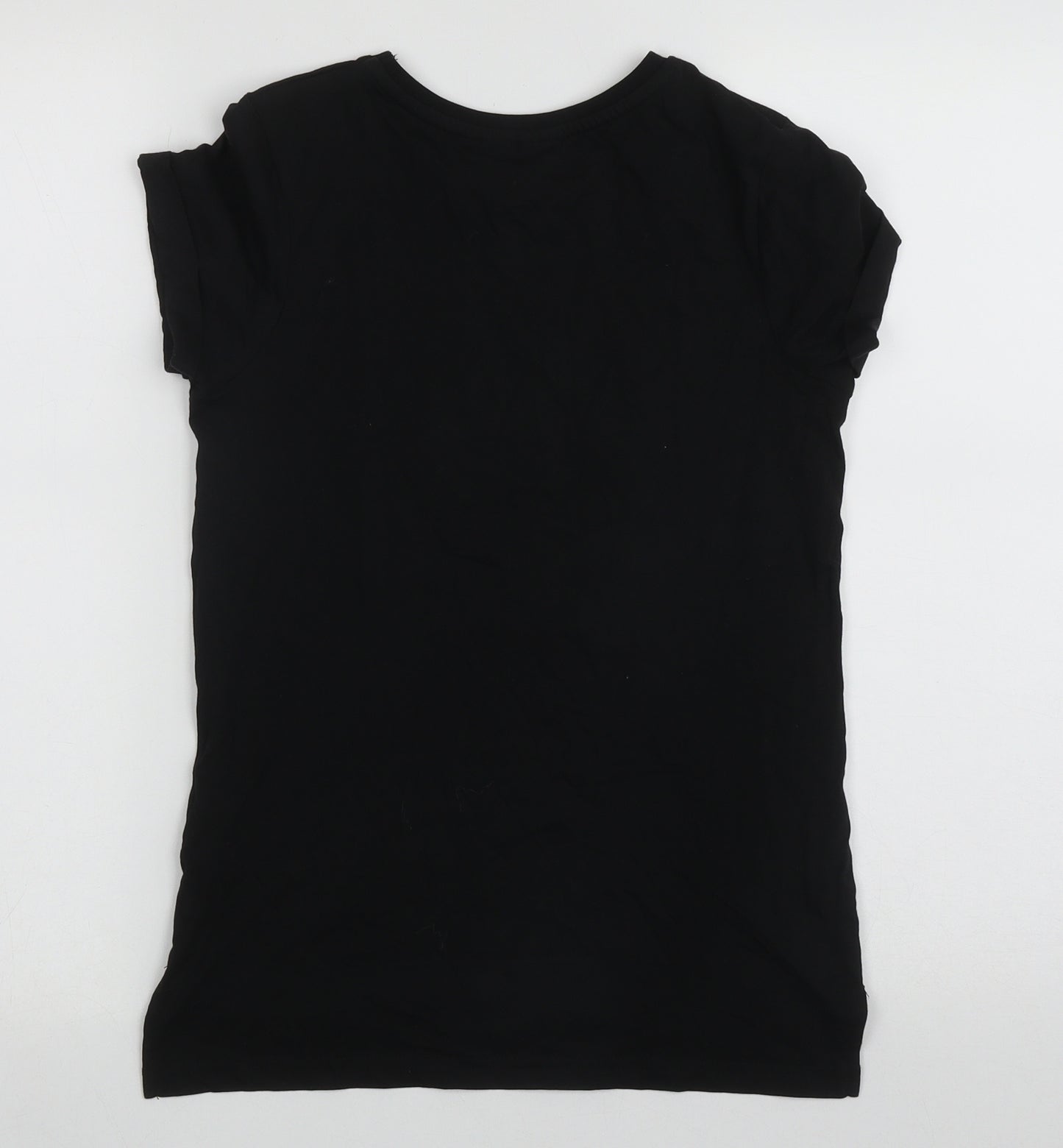 Primark Girls Black  Cotton Basic T-Shirt Size 11-12 Years Round Neck  - Mickey Mouse