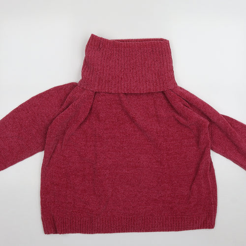 Bon Marche Womens Pink High Neck  Acrylic Pullover Jumper Size L