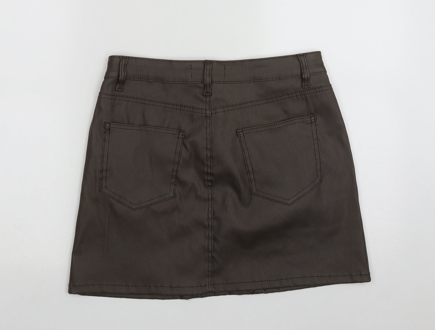Primark Womens Brown  Polyester A-Line Skirt Size 12   Zip