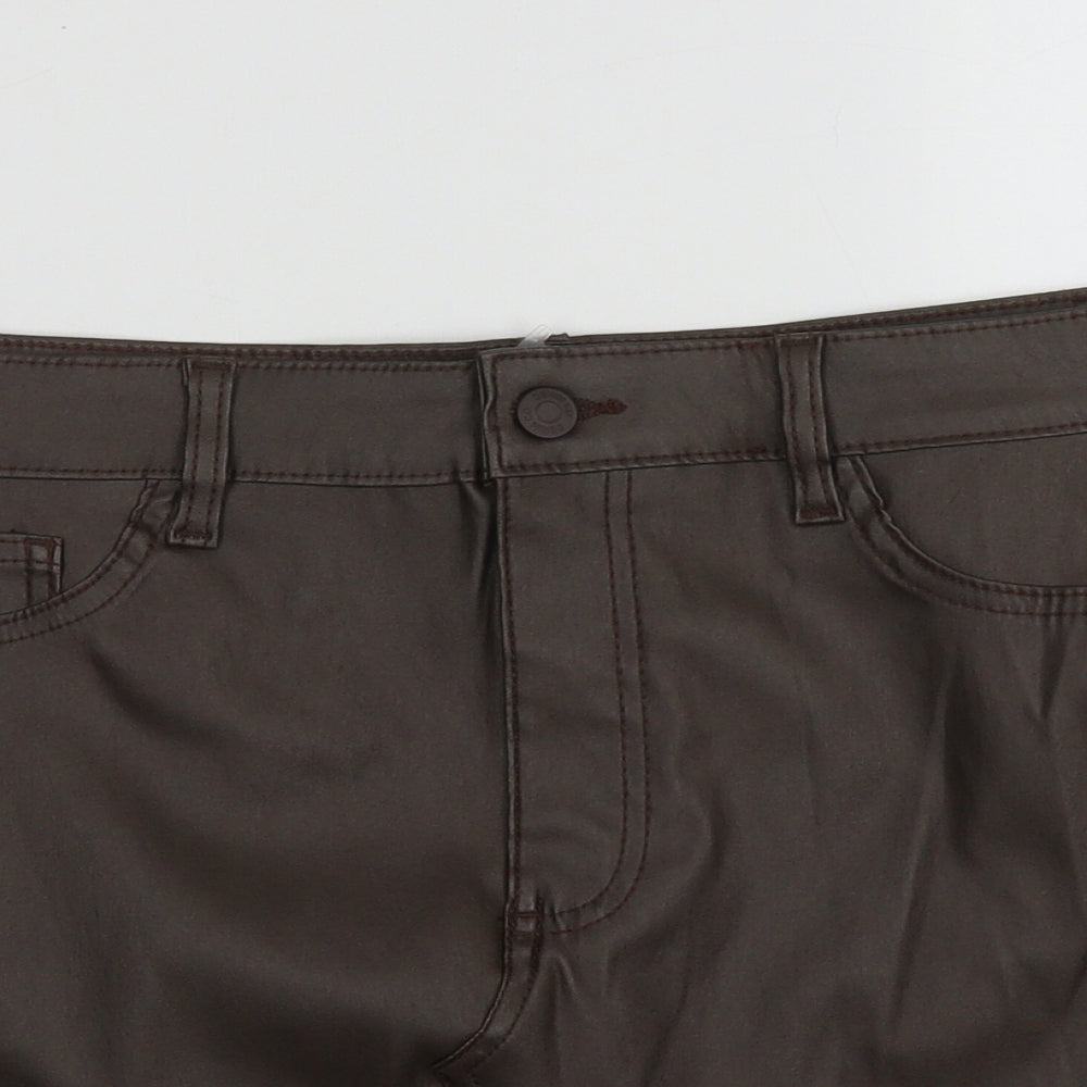 Primark Womens Brown  Polyester A-Line Skirt Size 12   Zip