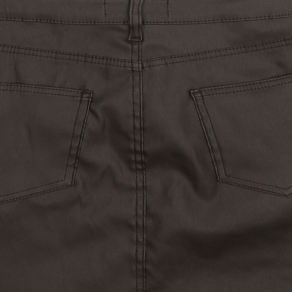 Primark Womens Brown  Polyester A-Line Skirt Size 12   Zip