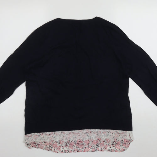 George Womens Black Round Neck Floral Viscose Pullover Jumper Size 14