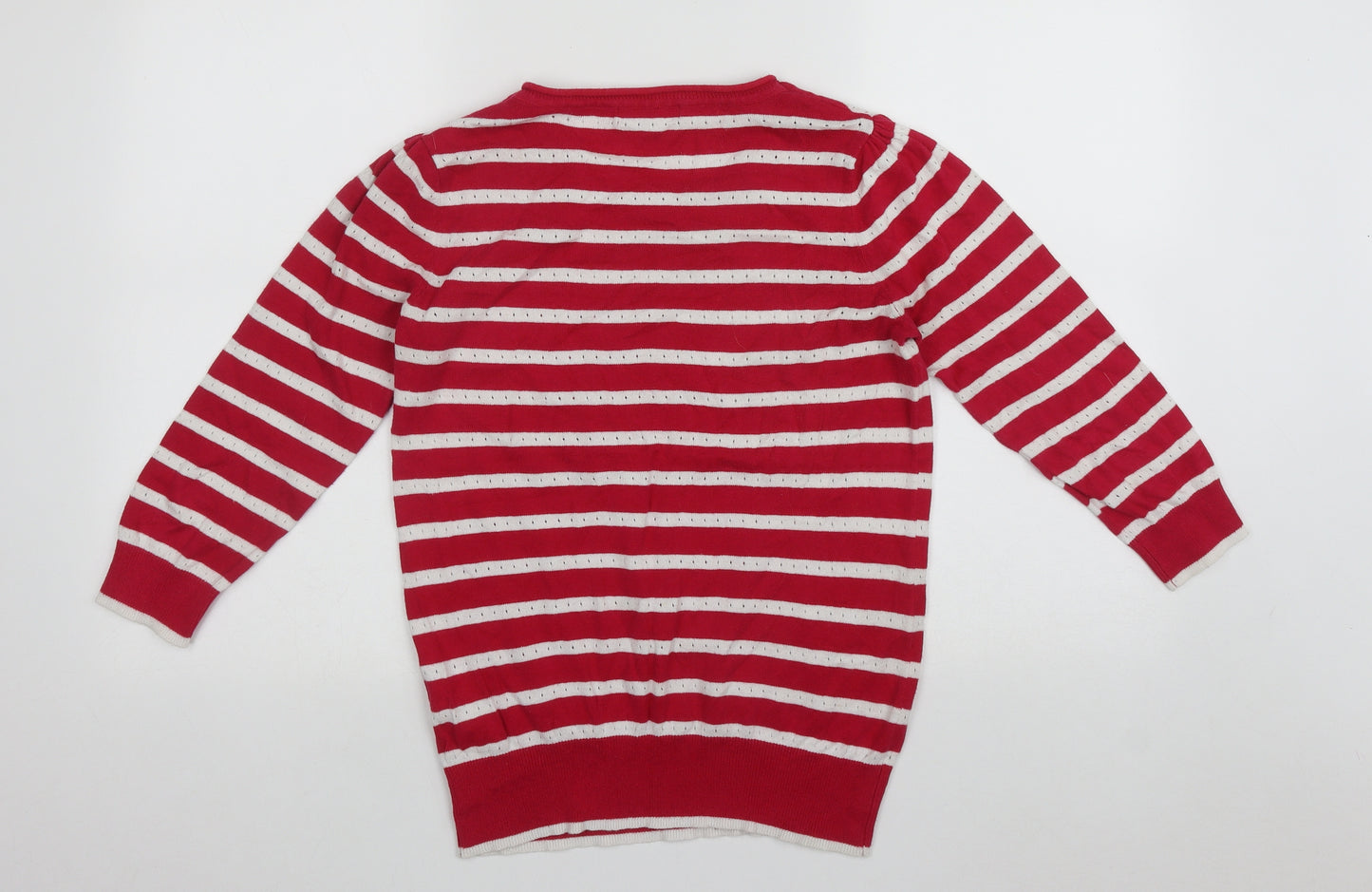 Debenhams Womens Pink Round Neck Striped Cotton Pullover Jumper Size 10