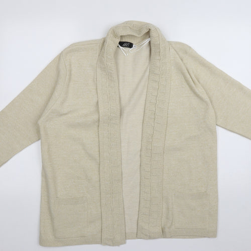 ME Womens Beige V-Neck  Acrylic Cardigan Jumper Size L