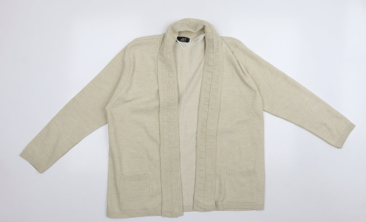 ME Womens Beige V-Neck  Acrylic Cardigan Jumper Size L