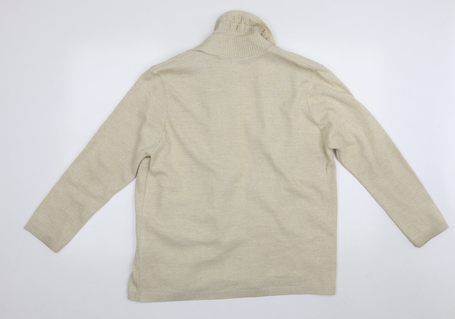 ME Womens Beige V-Neck  Acrylic Cardigan Jumper Size L