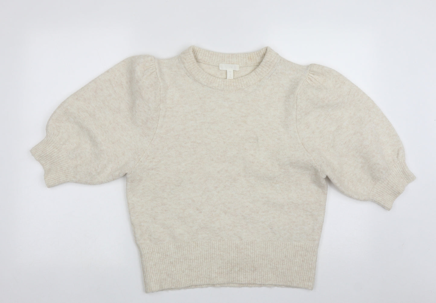 H&M Womens Ivory Round Neck  Polyester Pullover Jumper Size M
