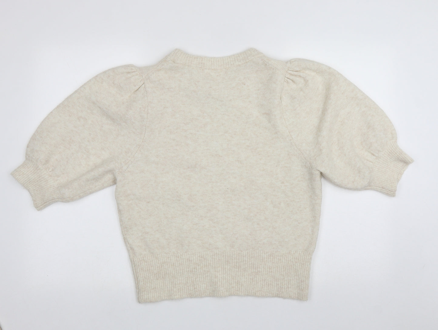 H&M Womens Ivory Round Neck  Polyester Pullover Jumper Size M