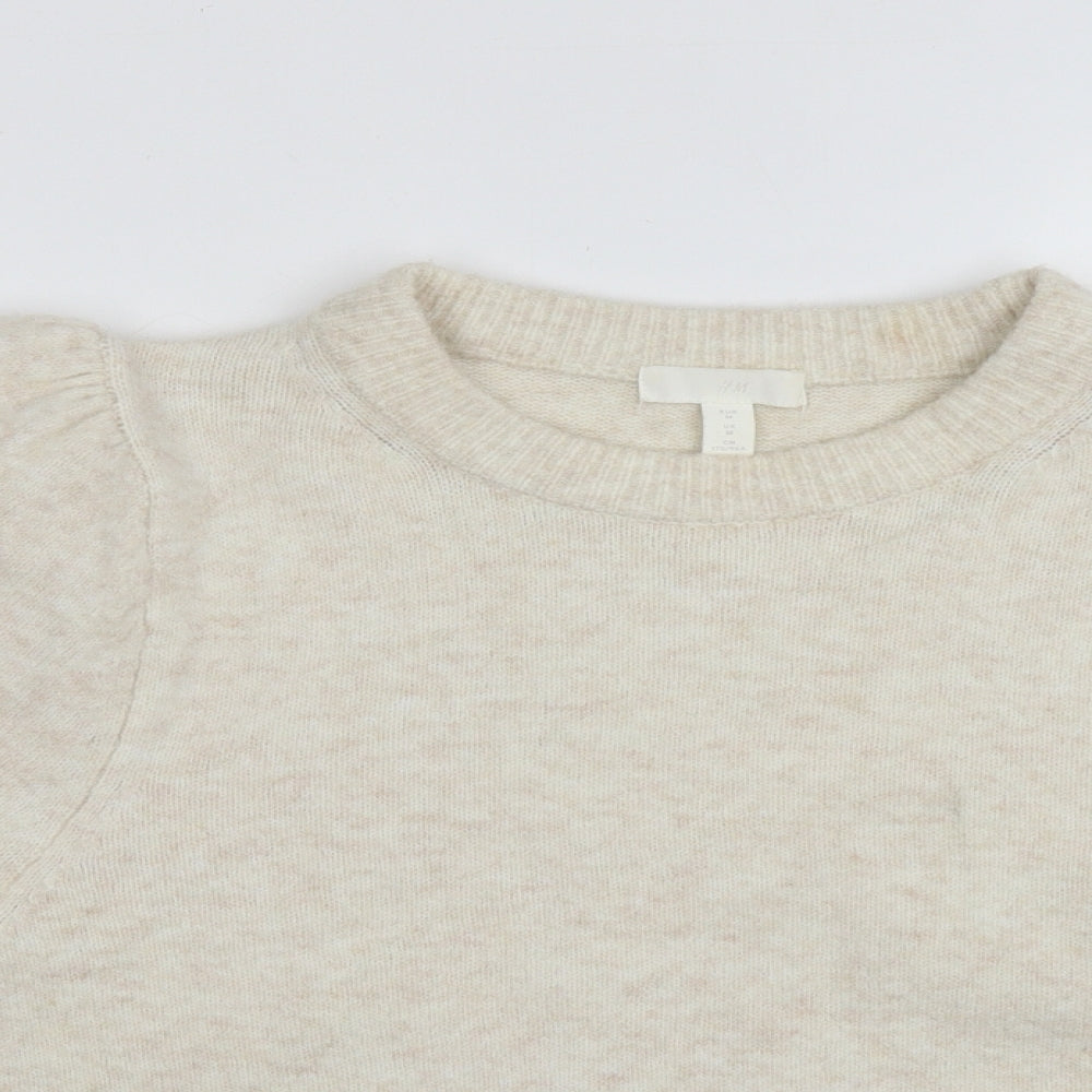 H&M Womens Ivory Round Neck  Polyester Pullover Jumper Size M