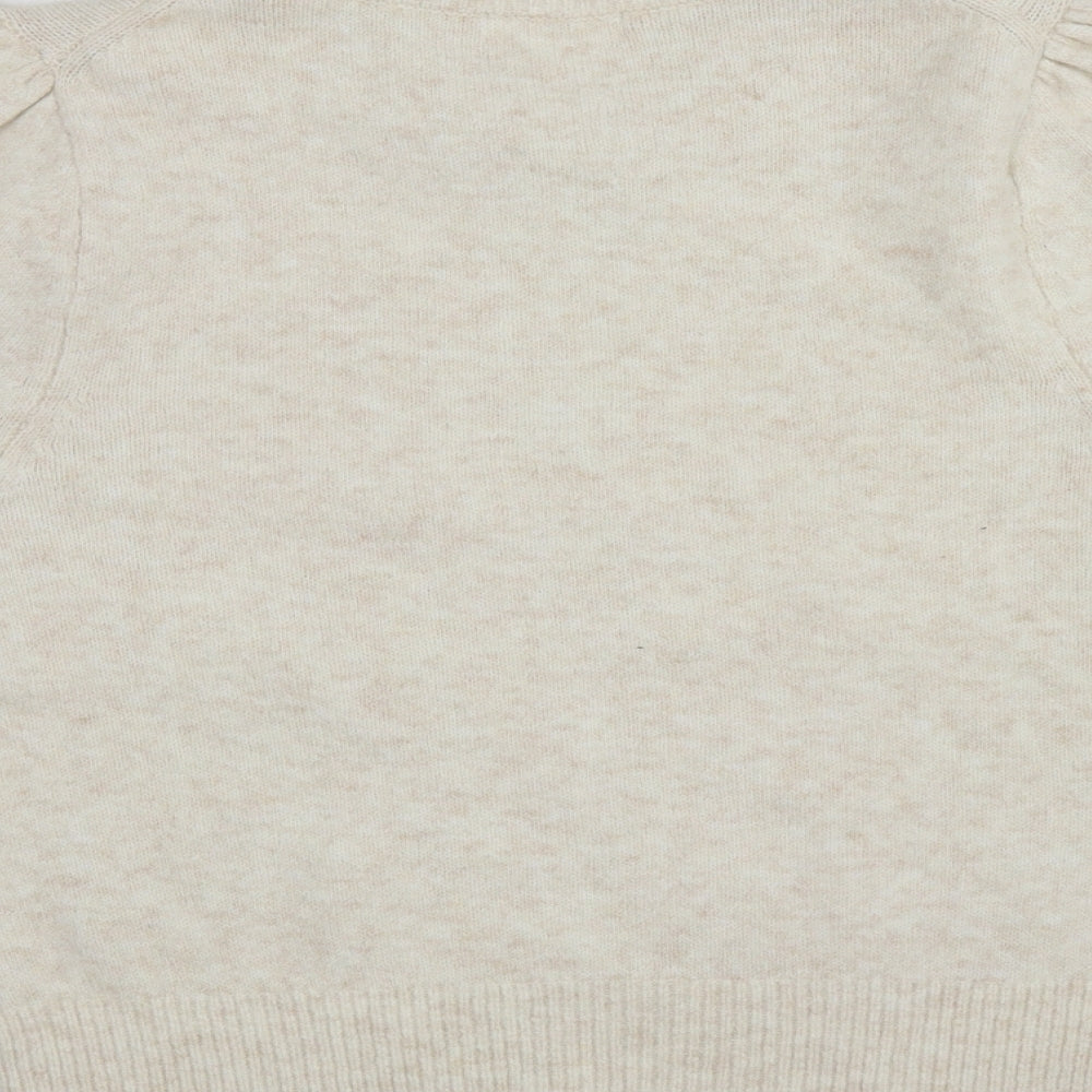 H&M Womens Ivory Round Neck  Polyester Pullover Jumper Size M