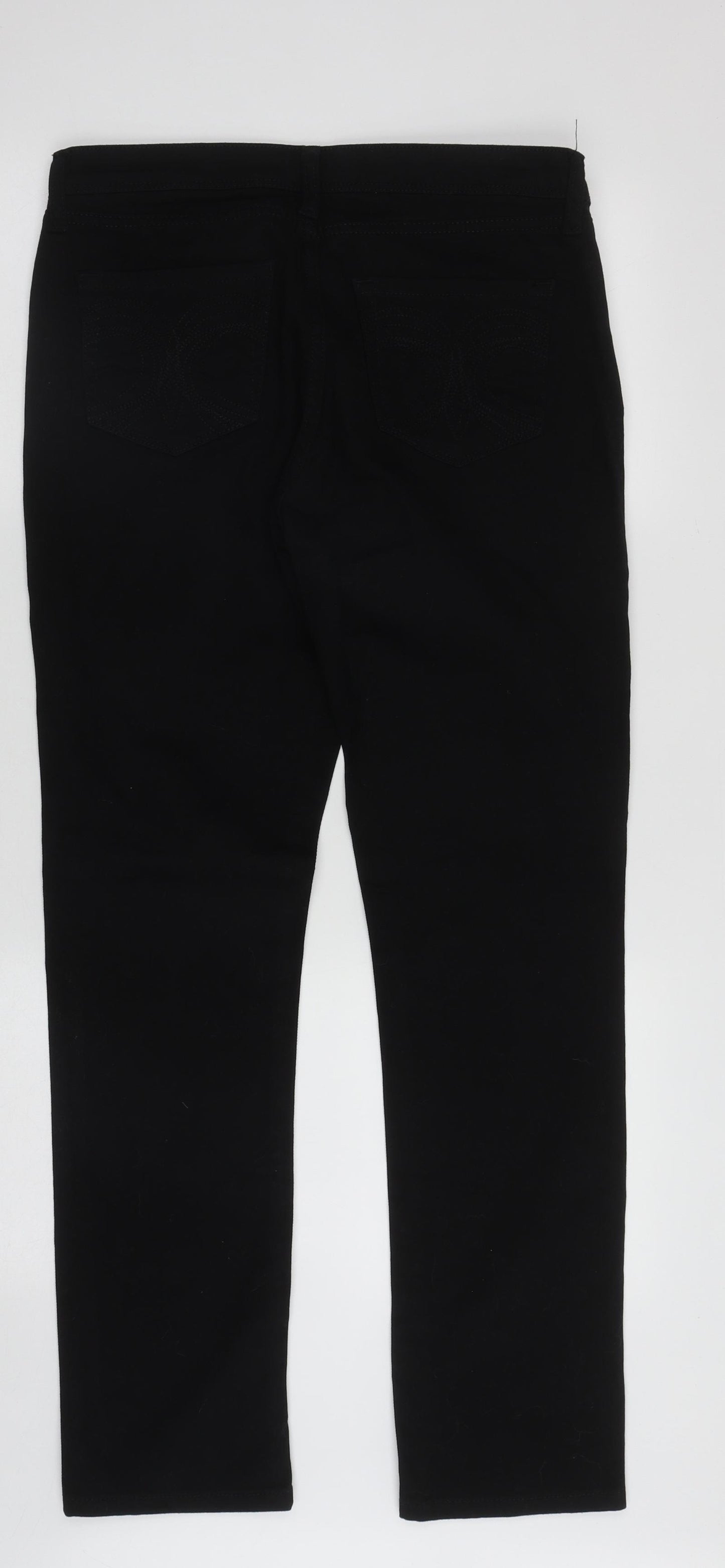 Marks and Spencer Womens Black  Cotton Straight Jeans Size 12 L29 in Regular Zip