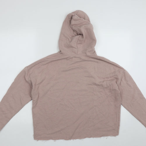 Pull and Bear Womens Pink  Cotton Pullover Hoodie Size XS  Drawstring