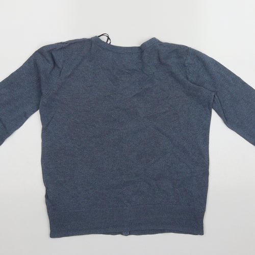 H&M Womens Blue Round Neck  Cotton Cardigan Jumper Size S