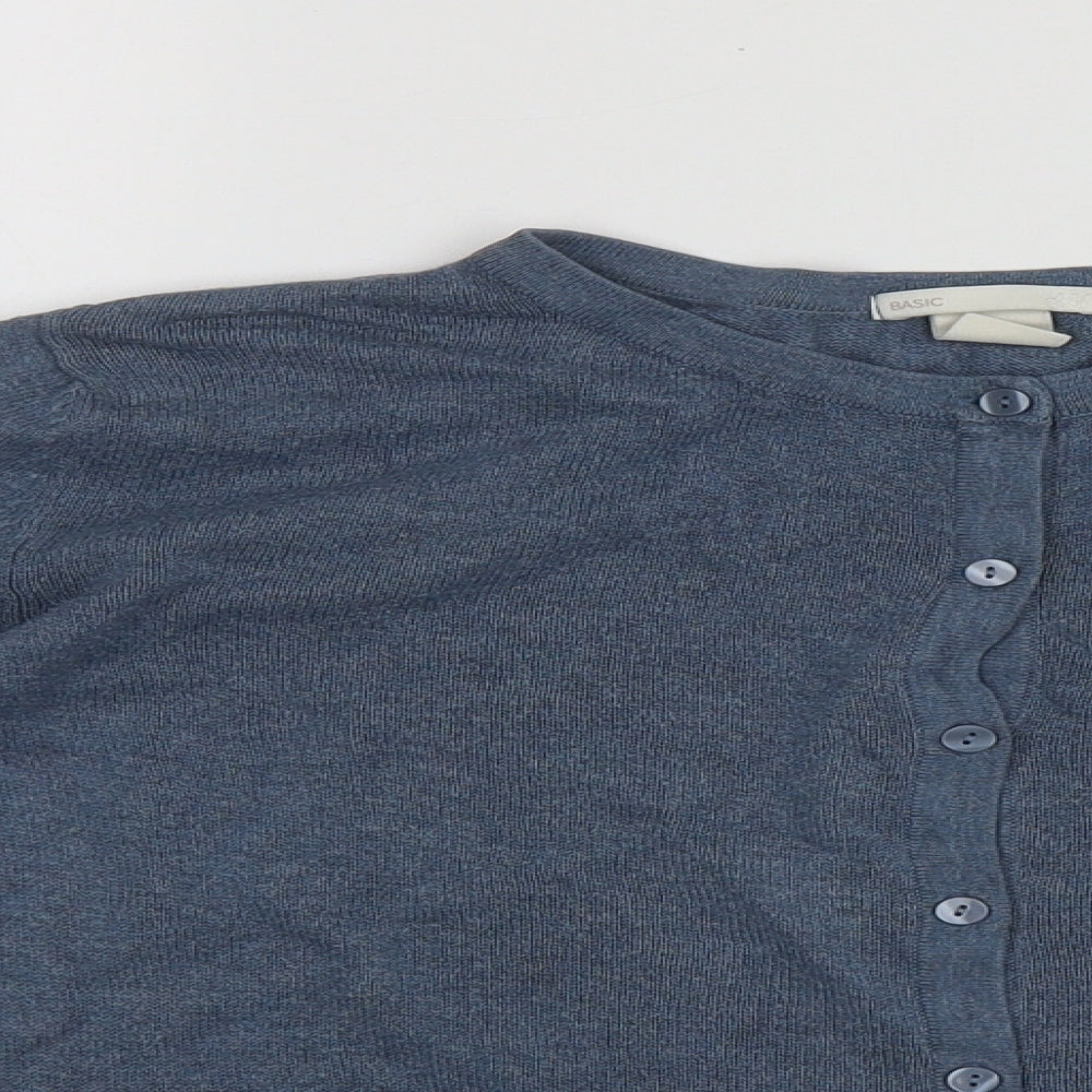 H&M Womens Blue Round Neck  Cotton Cardigan Jumper Size S