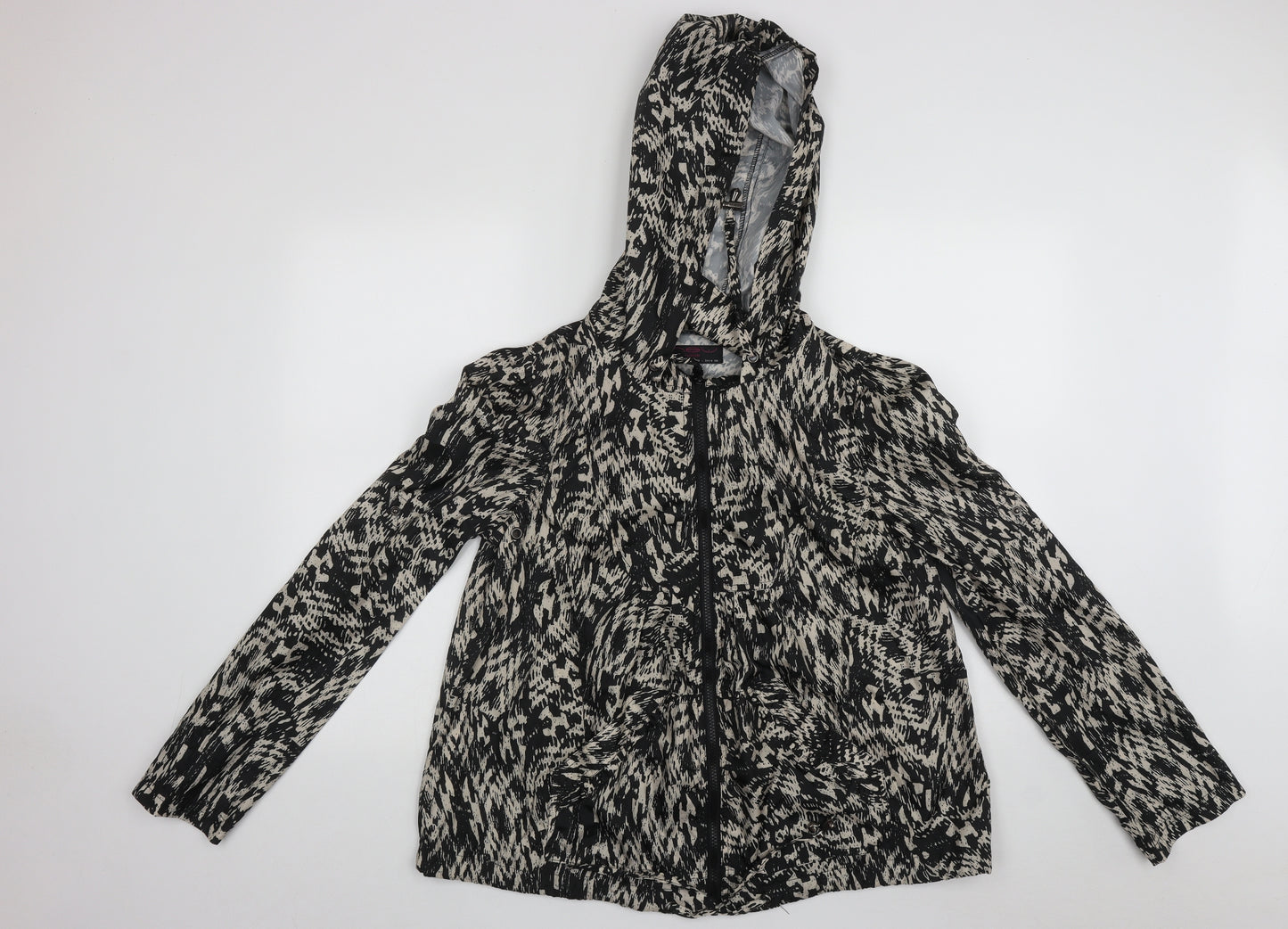New Look Womens Multicoloured Geometric  Rain Coat Coat Size 12  Zip