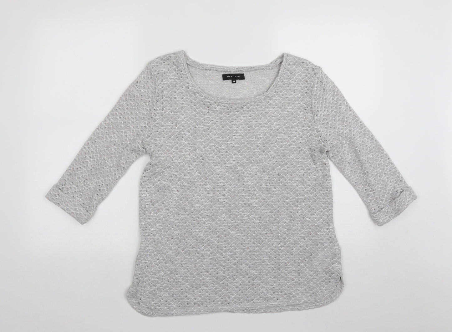New Look Womens Grey Scoop Neck  Polyester Pullover Jumper Size 14