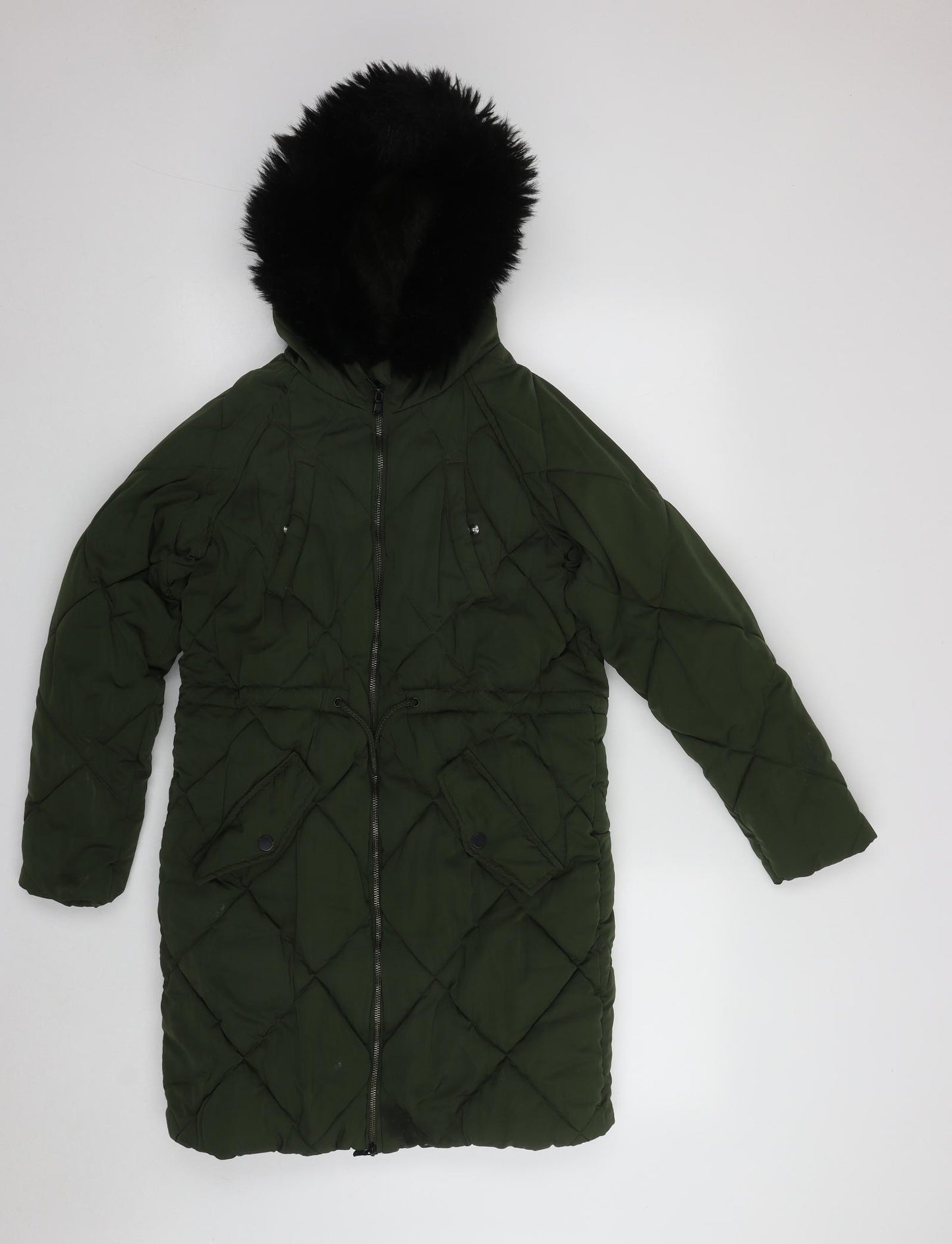 George Girls Green   Parka Coat Size 12-13 Years  Zip