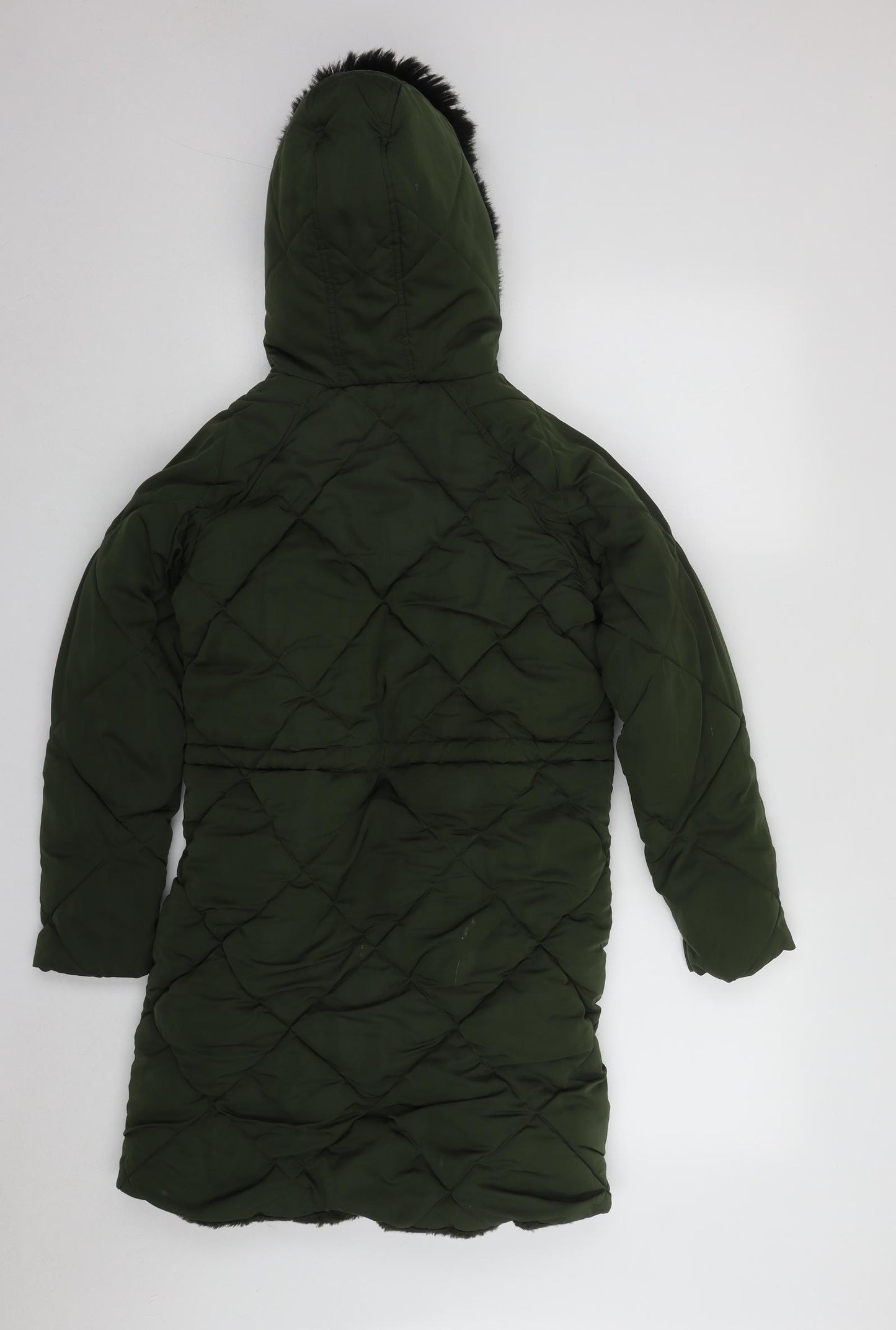 George Girls Green   Parka Coat Size 12-13 Years  Zip