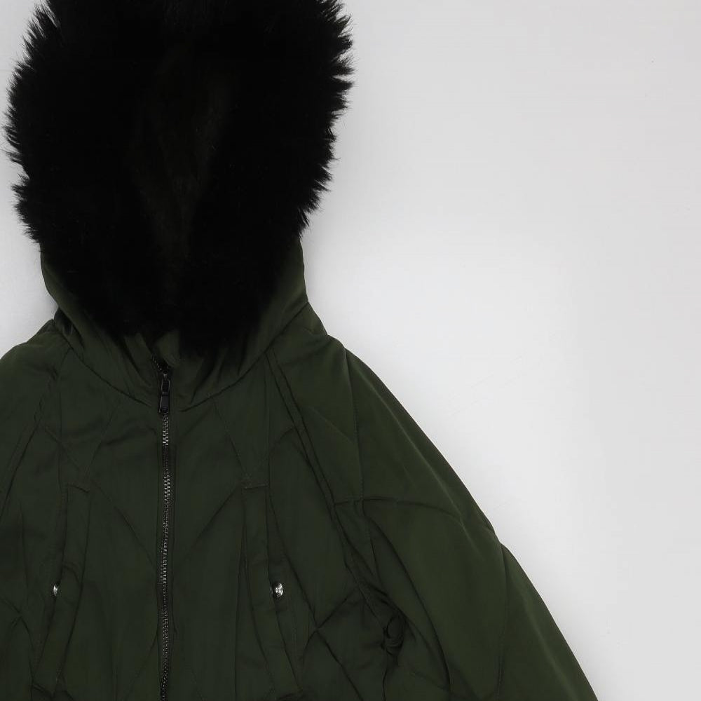 George Girls Green   Parka Coat Size 12-13 Years  Zip