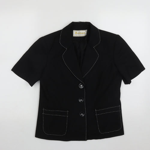 Roman  Womens Black   Jacket  Size 10  Button