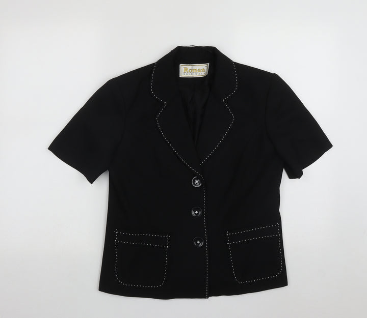 Roman Womens Black Jacket Size 10 Button