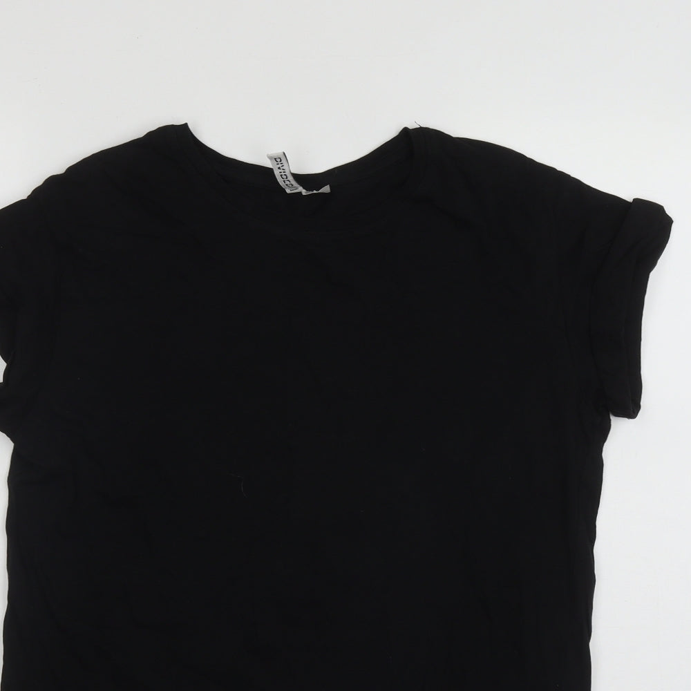 Divided Womens Black  Cotton Basic T-Shirt Size XS Round Neck - `