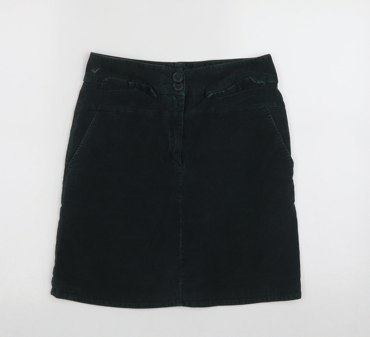 Marks and Spencer Womens Green  Cotton A-Line Skirt Size 8   Zip