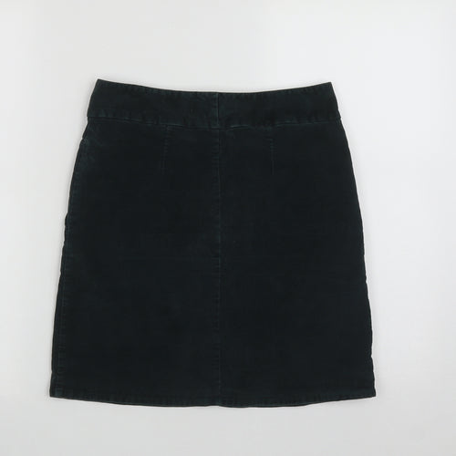 Marks and Spencer Womens Green  Cotton A-Line Skirt Size 8   Zip