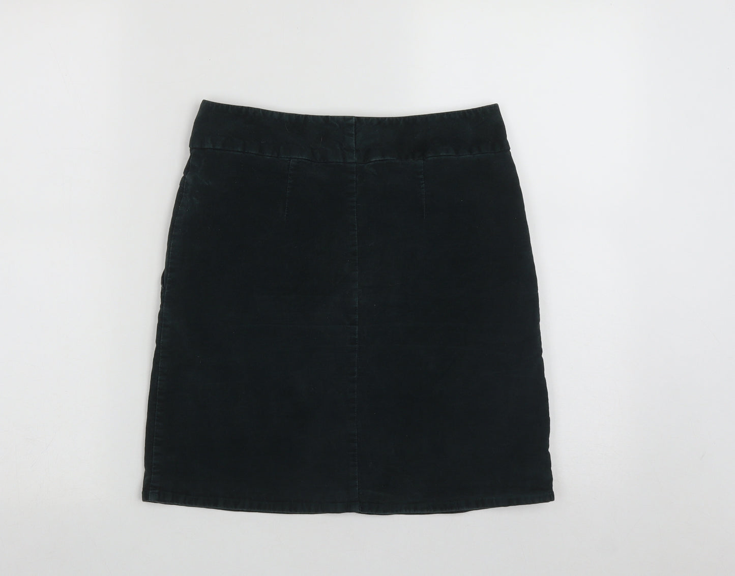 Marks and Spencer Womens Green  Cotton A-Line Skirt Size 8   Zip