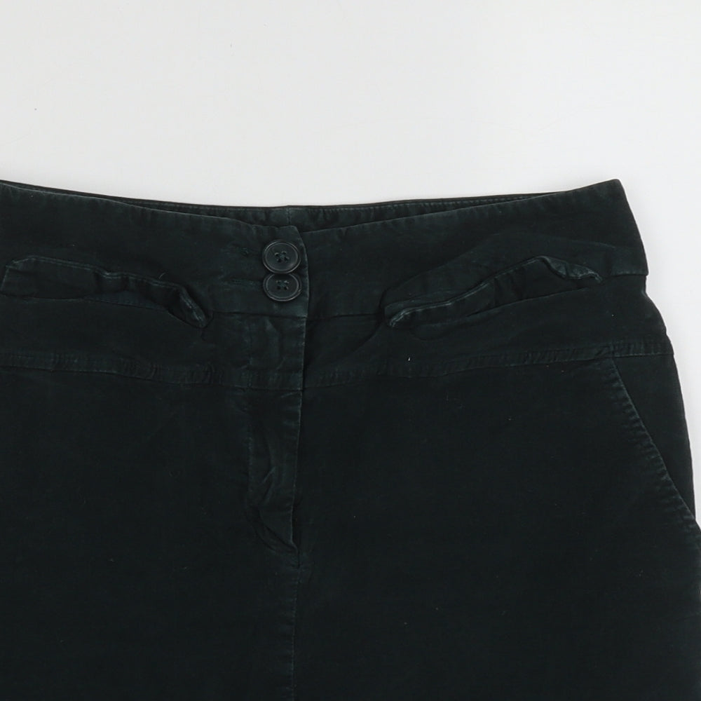 Marks and Spencer Womens Green  Cotton A-Line Skirt Size 8   Zip