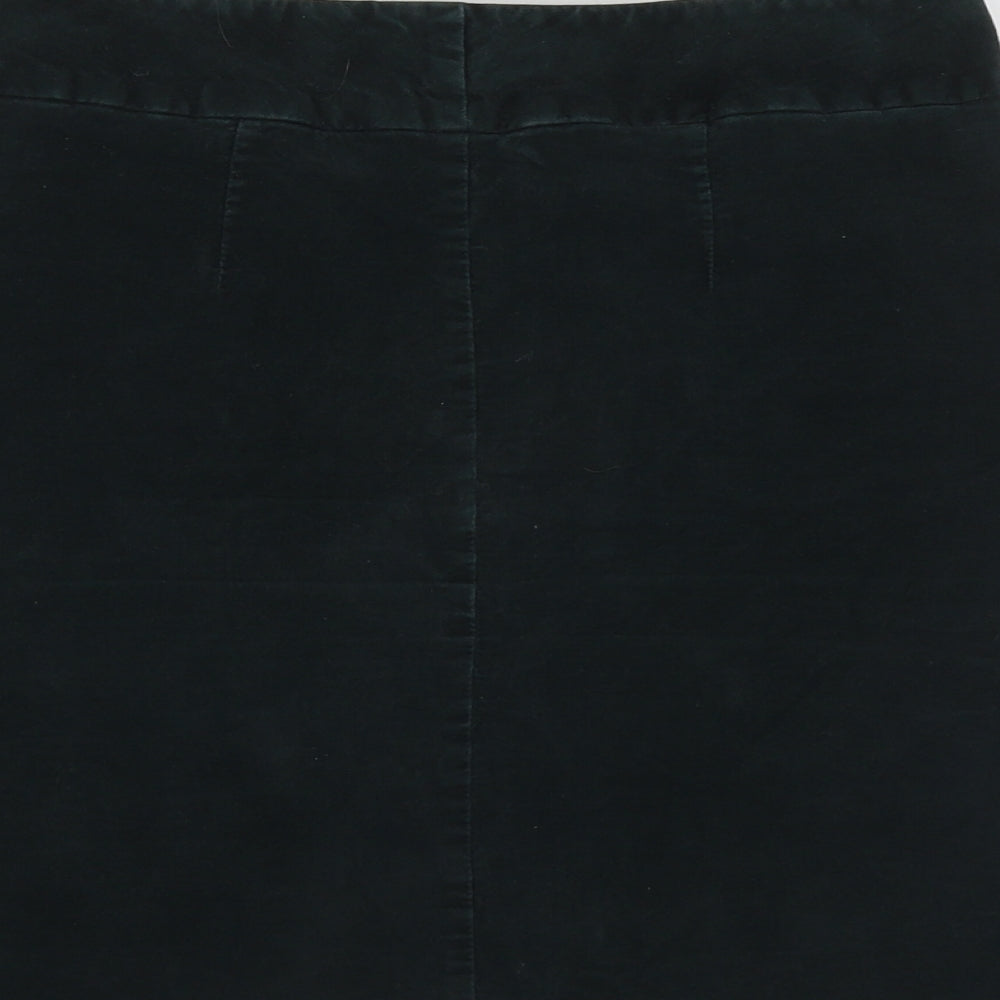 Marks and Spencer Womens Green  Cotton A-Line Skirt Size 8   Zip