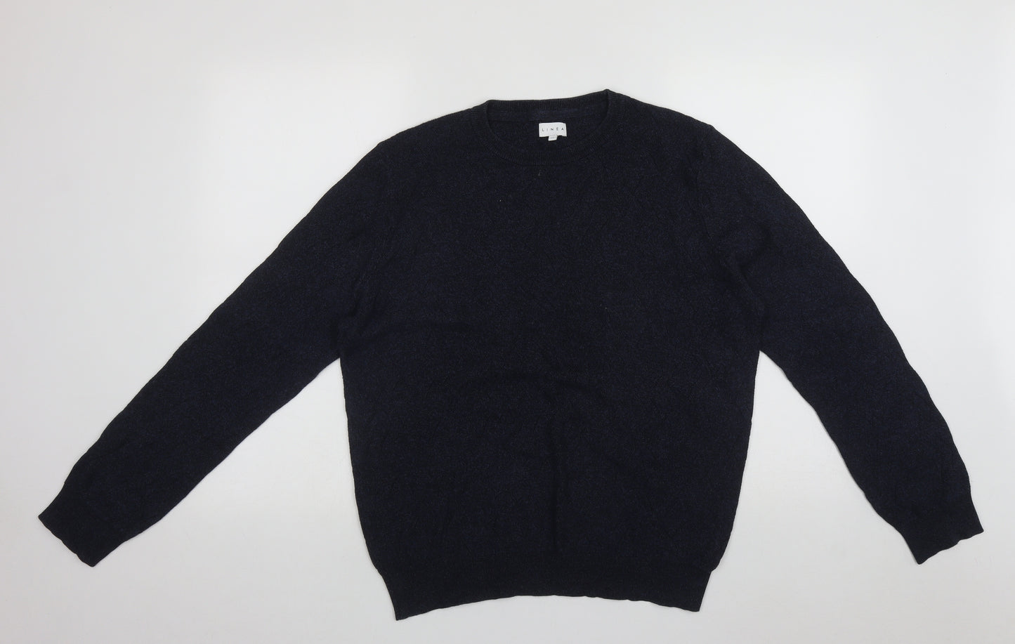 House of Fraser Mens Blue Round Neck  Cotton Pullover Jumper Size M
